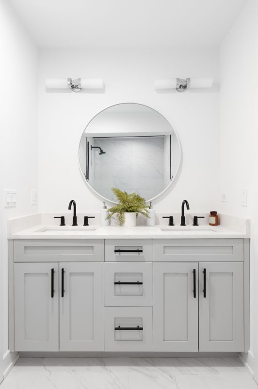 Dual Sink Vanity with Modern Fixtures